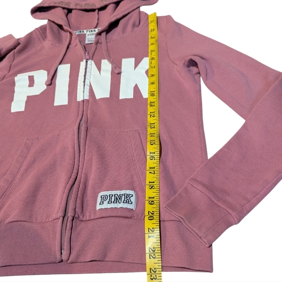 PINK Victoria's Secret size Small Pink Zip Up Hoodie Metallic Logo - Picture 6 of 6